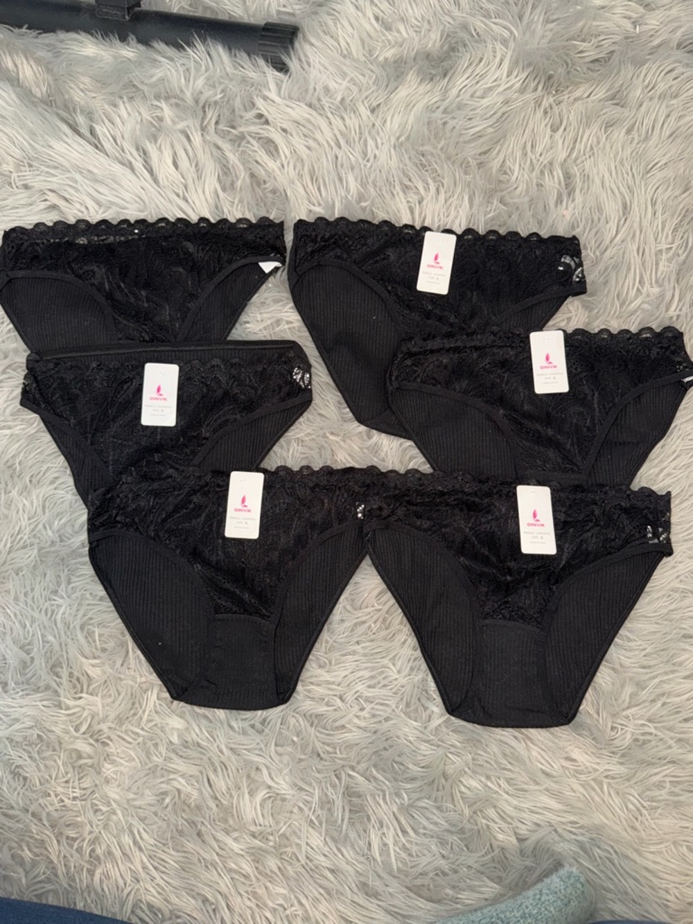 Women's Black Lace Bikini Panties - Pack of 6